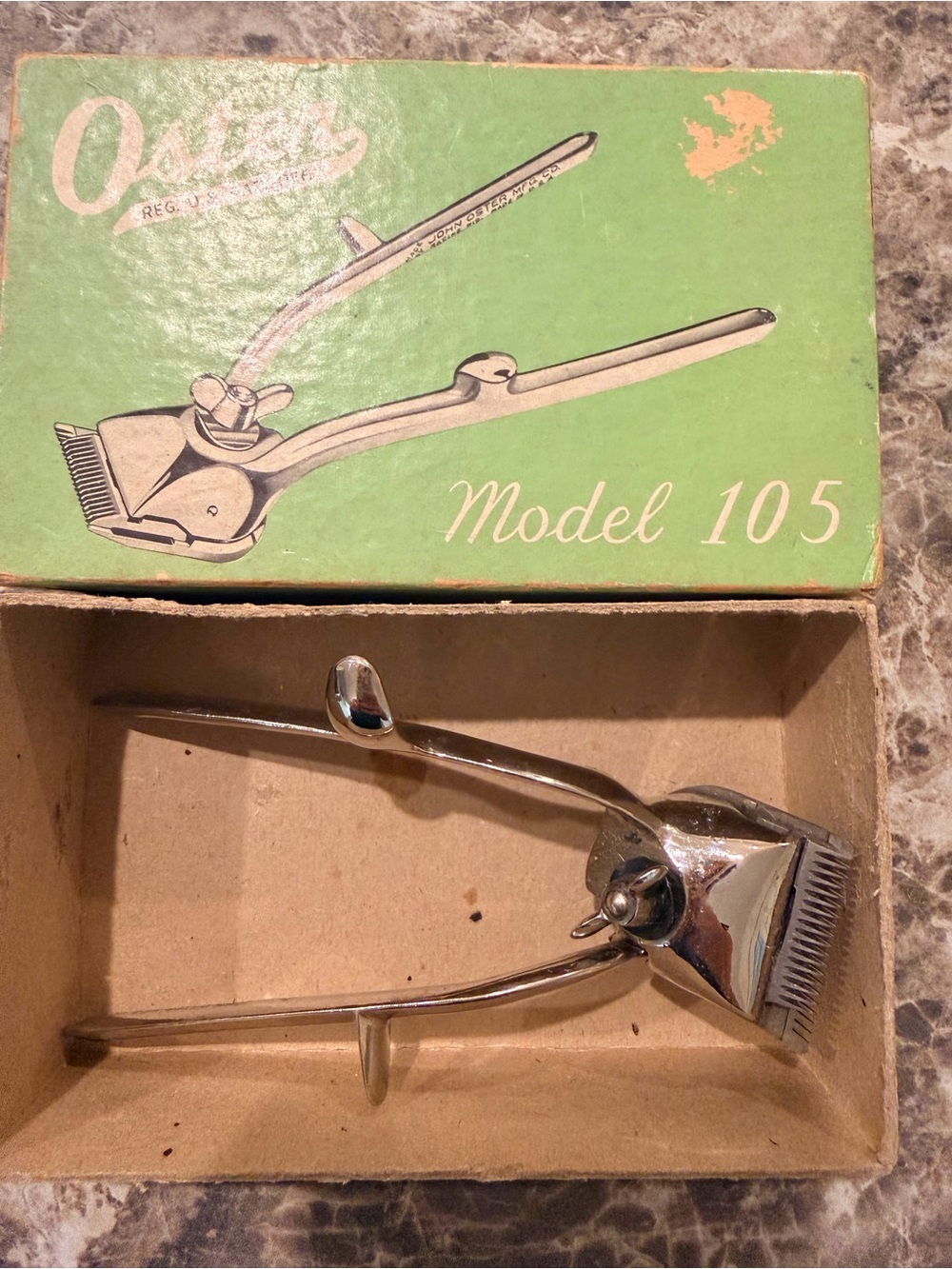 Vintage -Oster Chrome Hand Hair Clipper - Silver Finish
